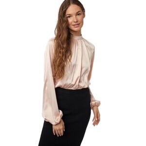 Satin Mock Neck Long Sleeve Top